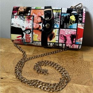 Homage to High Fashion Couture Clutch Crossbody Purse with Chain Strap